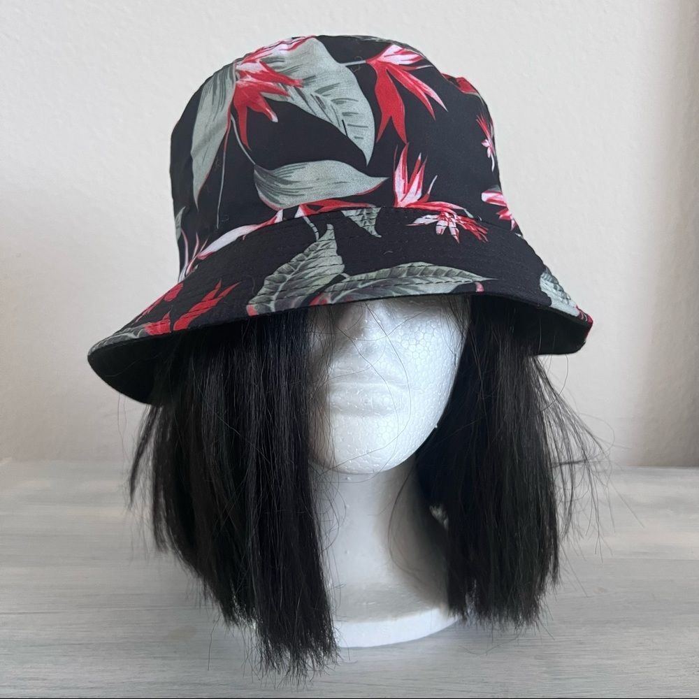 Unisex Reversible Double Sided Bucket Hat NWOT Black Floral